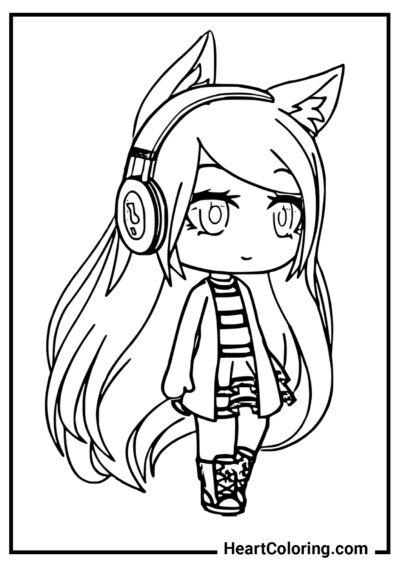 Fille chat mignonne - Coloriages de Gacha Life