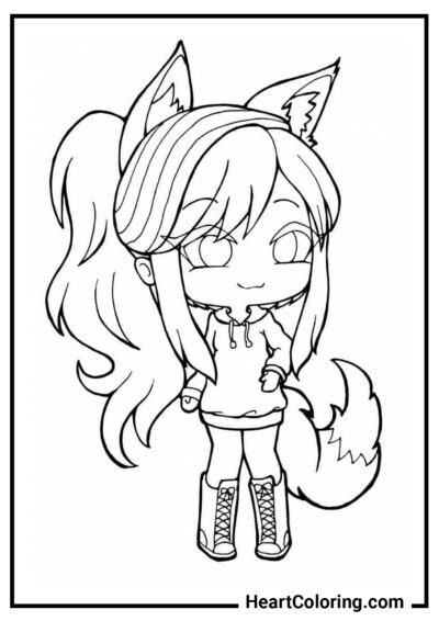 Fille renarde - Coloriages de Gacha Life