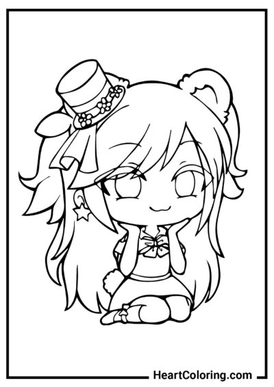 Girl in a top hat - Gacha Life Coloring Pages