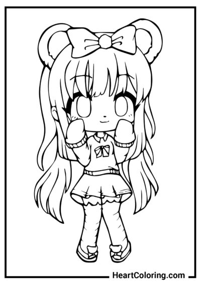 Girl with a bow - Gacha Life Coloring Pages