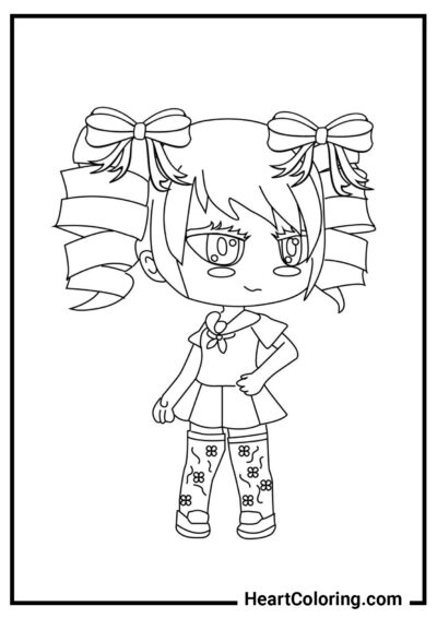 Girl with ponytails - Gacha Life Coloring Pages