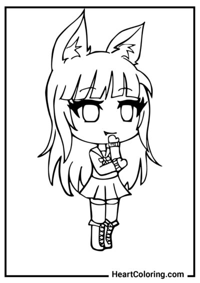 Menina pensativa - Desenhos de Gacha Life para Colorir