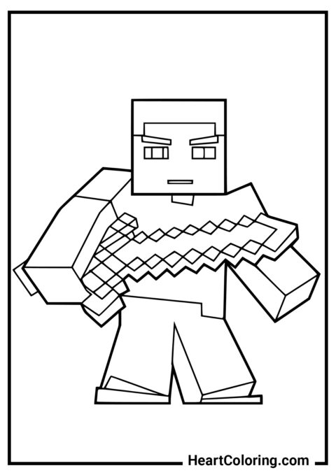 Brave Steve - Coloriages de Minecraft