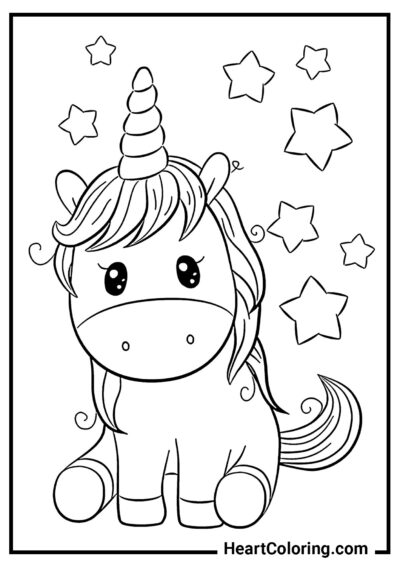 Unicornio de Peluche Estrellado - Dibujos de Unicornios para Colorear