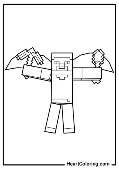 Horrible Herobrine - Minecraft Coloring Pages