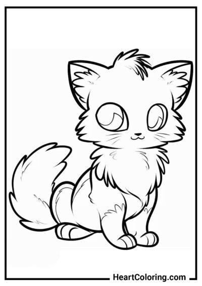 Shaggy kitten - Cat and Kitten Coloring Pages