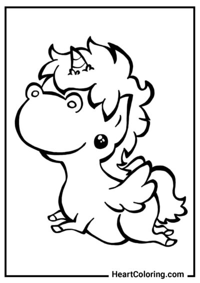 Piccolo unicorno elegante dallo stile dragonico - Disegni di Unicorni da Colorare