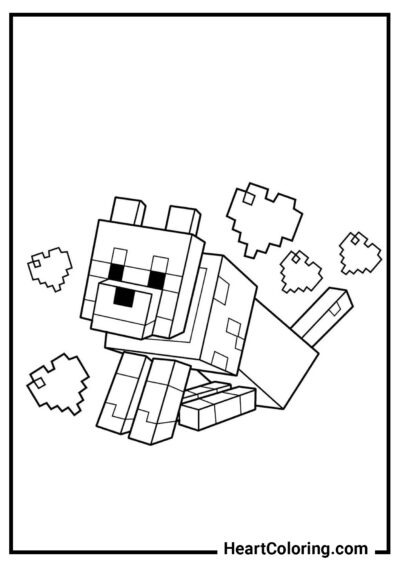 Doggie in love - Minecraft Coloring Pages