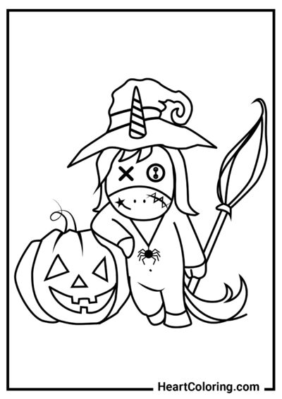 Unicornio de Peluche para Halloween - Dibujos de Unicornios para Colorear