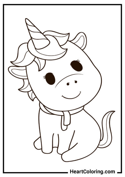 Curious Baby Unicorn - Unicorn Coloring Pages