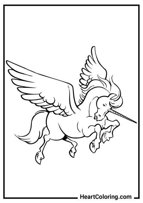 17 – Wunderschönes Pegasus-Einhorn - Einhorn Ausmalbilder