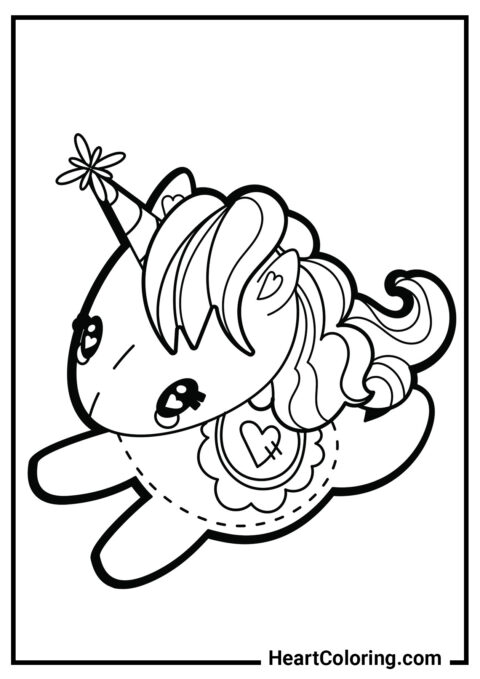 Adorable Plush Toy Unicorn with Heart - Unicorn Coloring Pages