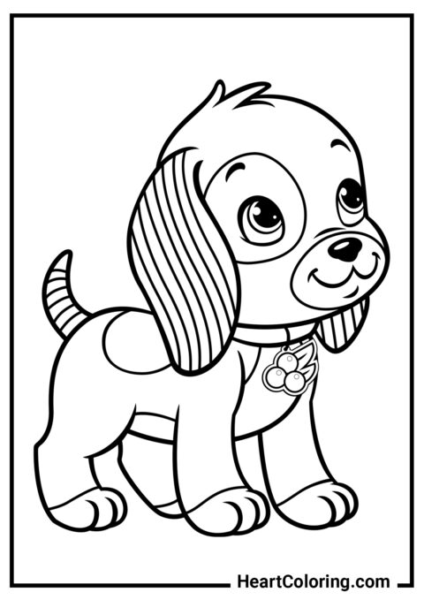 Cachorro curioso - Dibujos para colorear de perros y cachorros