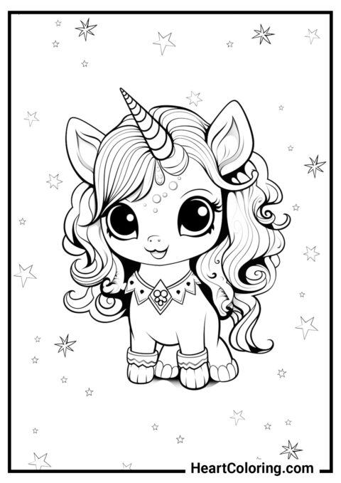 Ragazza unicorno elegante - Disegni di Unicorni da Colorare