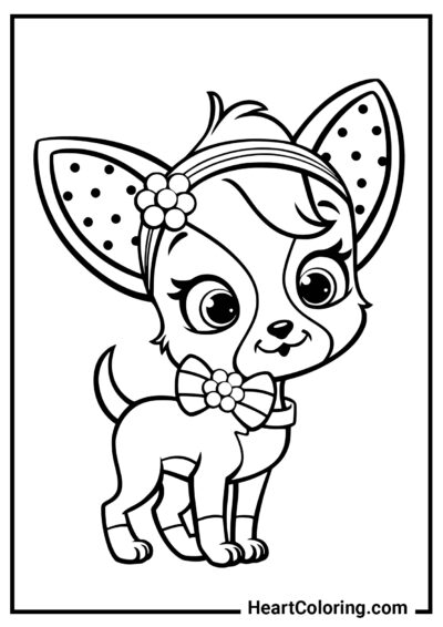 Chien avec un beau bandeau - Coloriages de Chiens et de Chiots