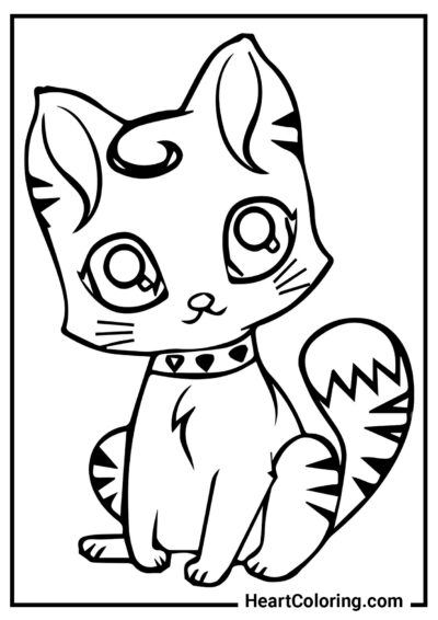 Gatito curioso - Dibujos de Gatos y Gatitos para Colorear