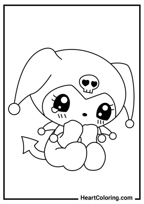 Kuromi está llorando - Dibujos de Kuromi para Colorear