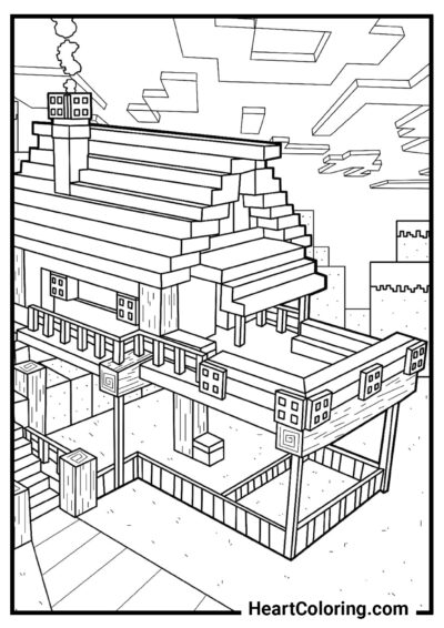 Wooden house - Minecraft Coloring Pages