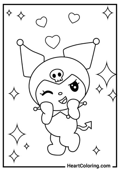 Incredibly happy Kuromi - Kuromi Coloring Pages