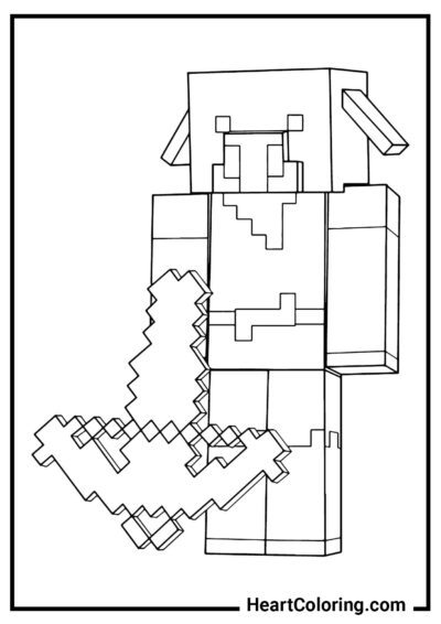 Piglin with a crossbow - Minecraft Coloring Pages