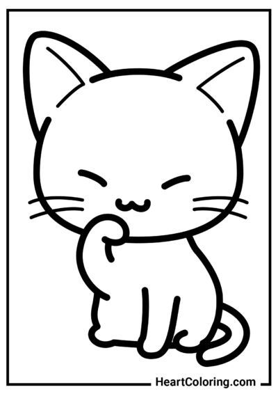 Smiling kitten - Cat and Kitten Coloring Pages