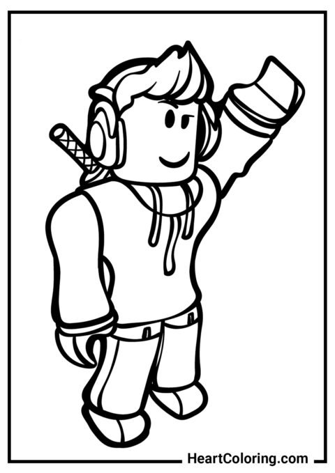 Héros sympathique avec une épée - Coloriages de Roblox