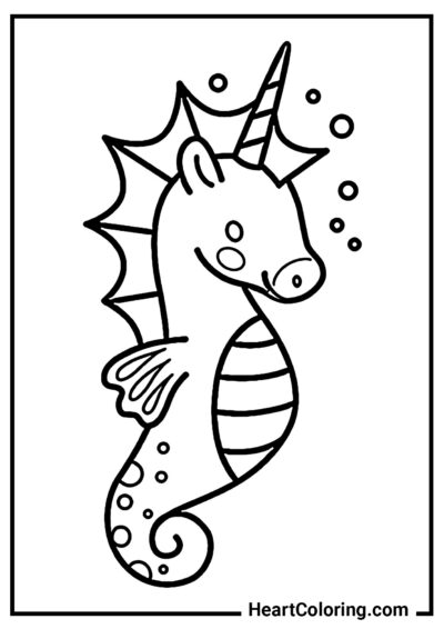 Seahorse Unicorn - Unicorn Coloring Pages