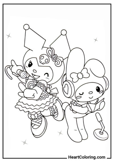 Musical band - Kuromi Coloring Pages