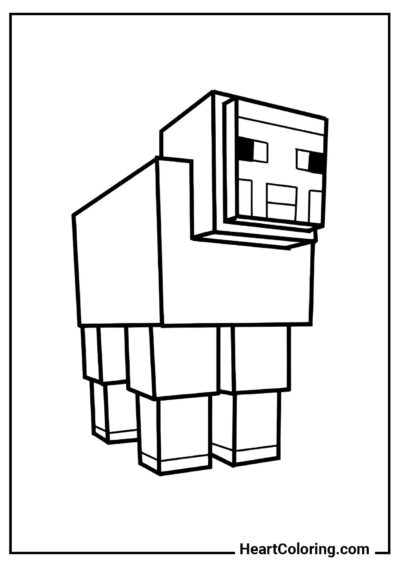 Obrazek do kolorowania: Zabawna owca z Minecrafta