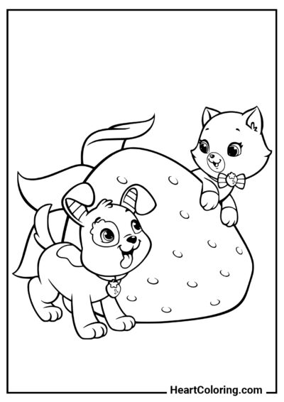 Kitten and puppy - Cat and Kitten Coloring Pages