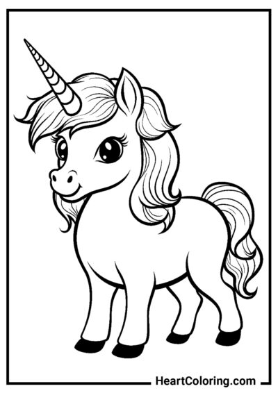 Unicornio de Dibujos Animados Lindo - Dibujos de Unicornios para Colorear