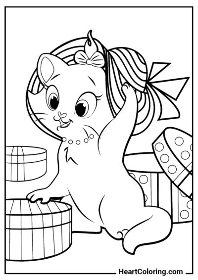 A pile of gifts - Cat and Kitten Coloring Pages