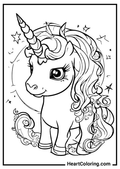 Disegno di dolce unicorno bambino - Disegni di Unicorni da Colorare