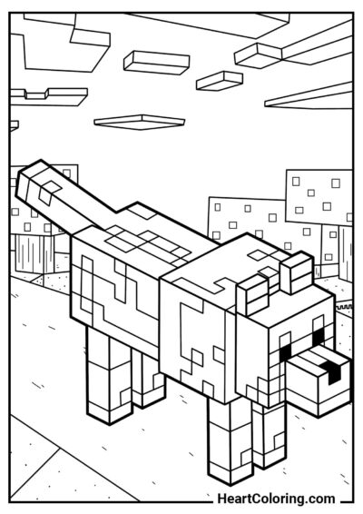 Drukowalna kolorowanka Słodki szczeniak wilka z Minecrafta z serii "Kolorowanki Minecraft"