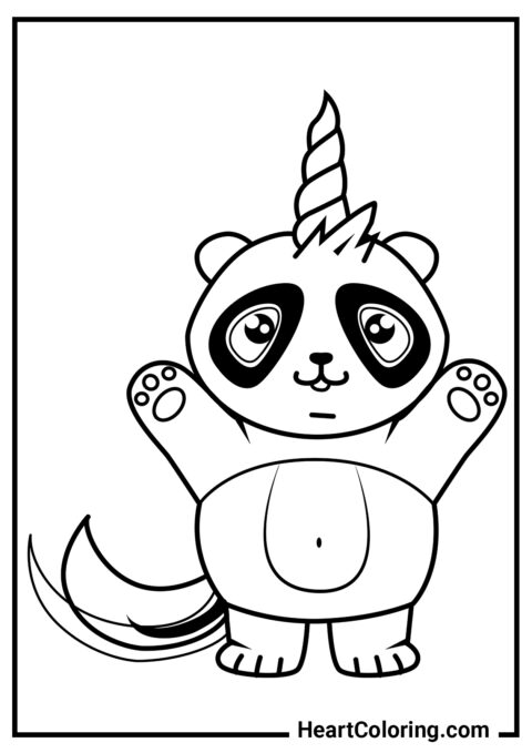 37 — Счастливая панда-единорог - Раскраски Единорогов