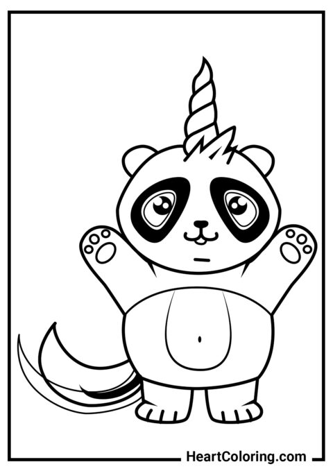 Happy Panda Unicorn - Unicorn Coloring Pages