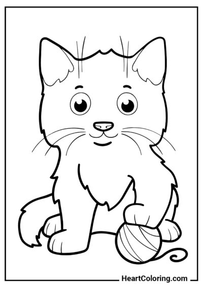 Funny cat with a bundle - Cat and Kitten Coloring Pages