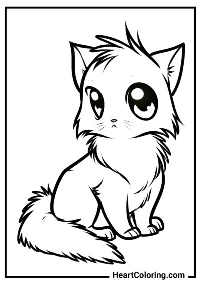 Disheveled kitten - Cat and Kitten Coloring Pages