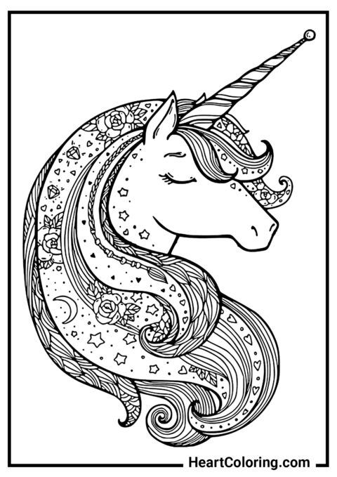 Unicornio con Estampado Floral - Dibujos de Unicornios para Colorear