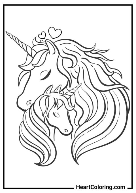 Two In Love Unicorns - Unicorn Coloring Pages