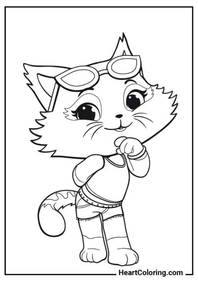 Gatinho de óculos escuros - Desenhos de Gatos e Gatinhos para Colorir