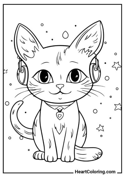 Desenho de Gatinho fofo com fones de ouvido — criatividade sem limites