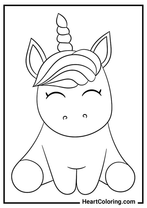 Funny Happy Plush Unicorn - Unicorn Coloring Pages