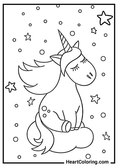 Licorne nuage rêveuse - Coloriages Licorne