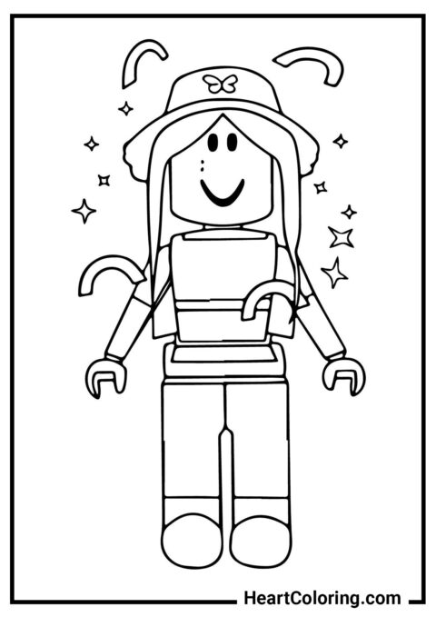 Girl in a Panama Hat - Roblox Coloring Pages