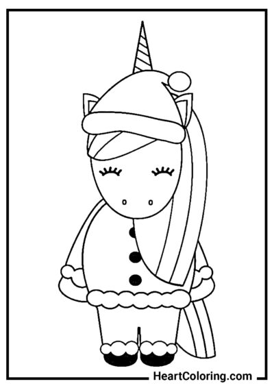 Cute Christmas Unicorn Costume - Unicorn Coloring Pages