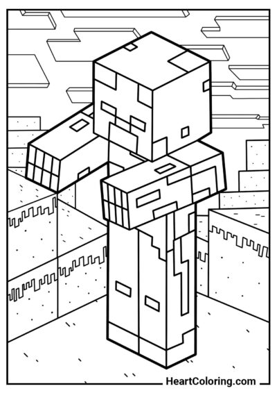 Wciągająca kolorowanka Zombie z Minecrafta z działu "Kolorowanki Minecraft"