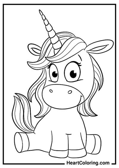 Amusing Unicorn Doing the Splits - Unicorn Coloring Pages