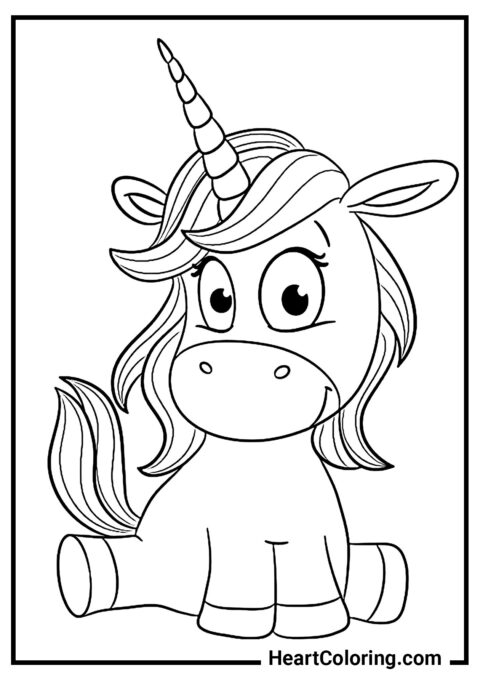 Amusing Unicorn Doing the Splits - Unicorn Coloring Pages