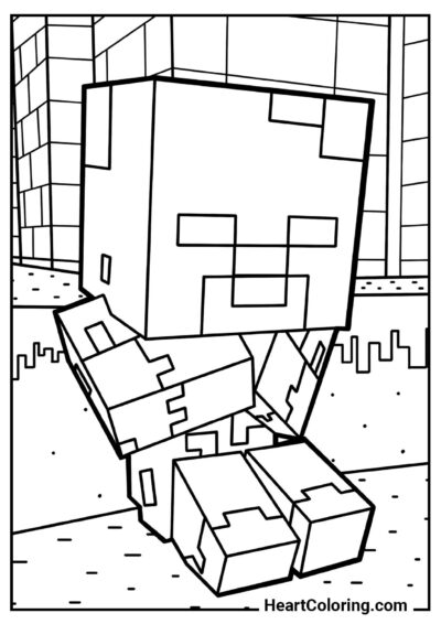 Przestraszony mały creeper — łatwa kolorowanka z kategorii "Kolorowanki Minecraft"